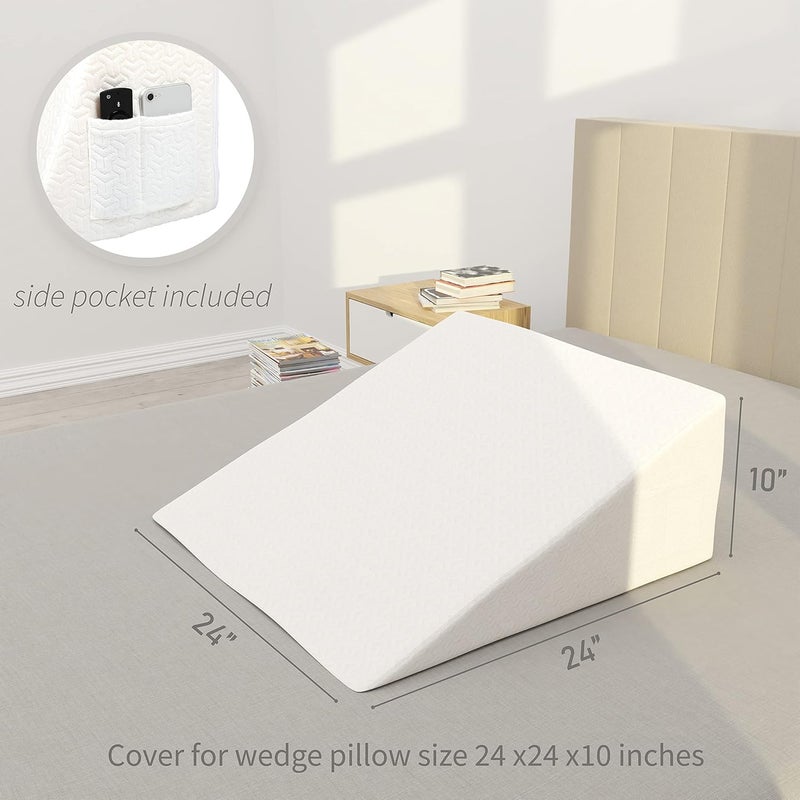 MEOVEN Wedge Pillow Cover for 24x24x10 Bed Wedge Pillow, Hypoallergenic Replacement Case Cover with Zipper & Pockets - Image 3